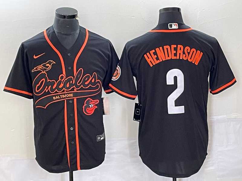 Mens Baltimore Orioles #2 Gunnar Henderson Black With Patch Cool Base Stitched Baseball Jersey